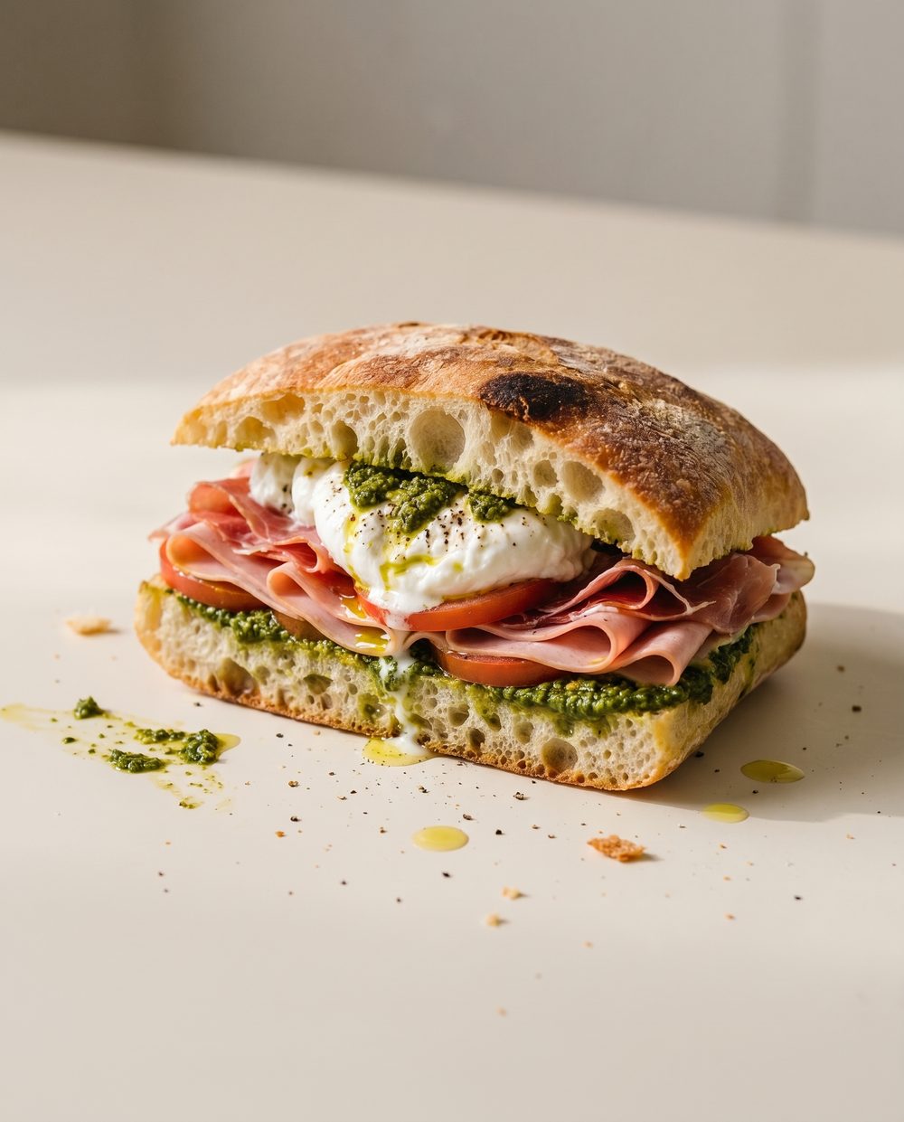 Pesto, Burrata & Mortadella